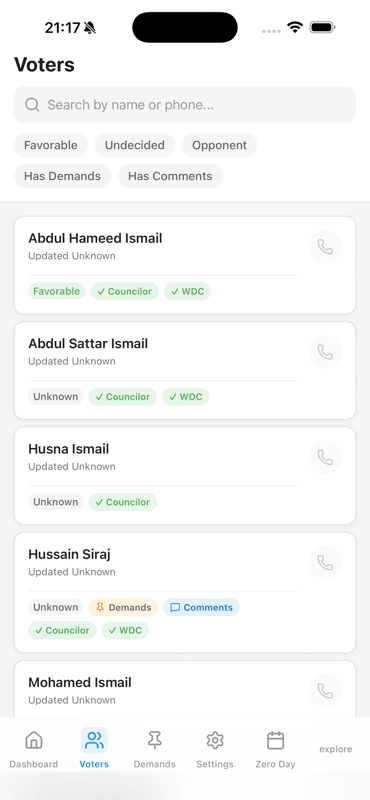 Voters — Search and filter voter list